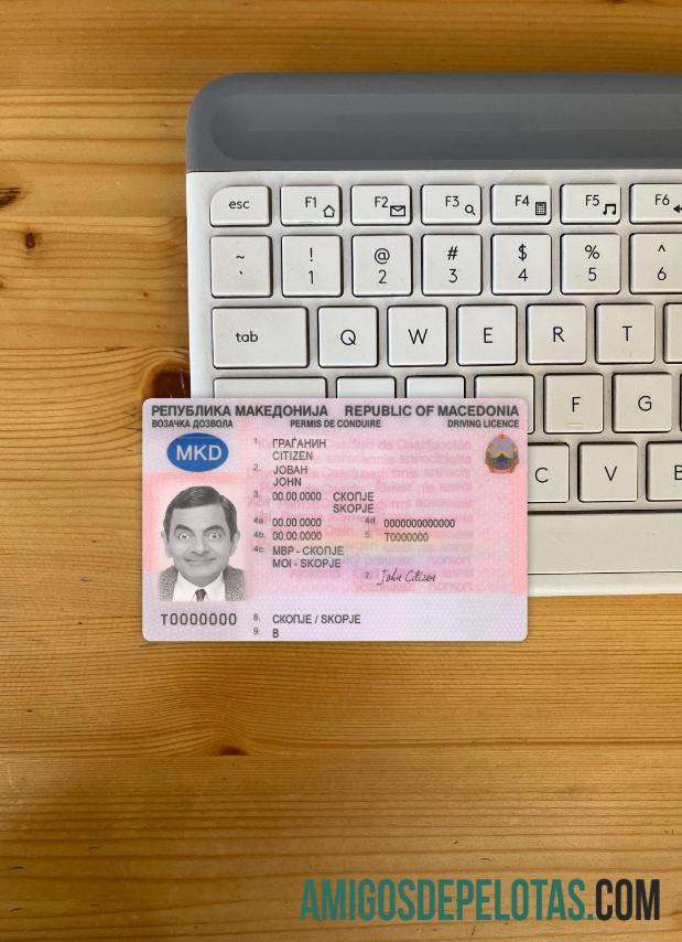 Carteira de habilitação da Macedônia fotolook frente baixar para verificação